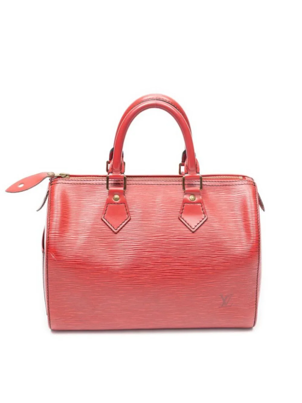 Louis Vuitton Speedy Black Stitch Red Epi Handbag